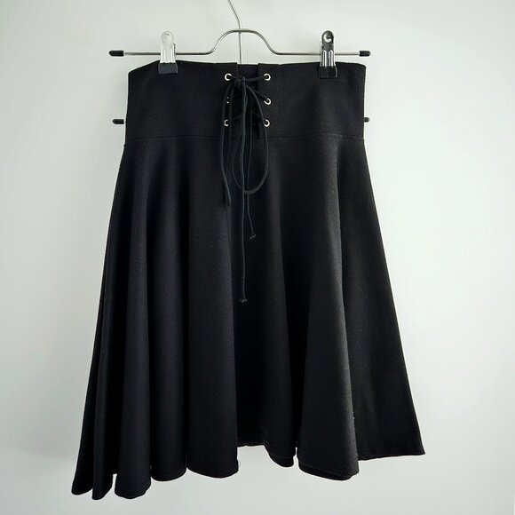 Black Lace Up Zippered Skirt - Picture 3 of 4